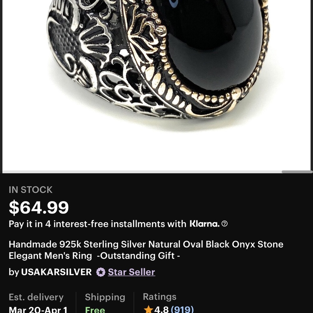 Sterling Silver Black Onyx Men's Ring